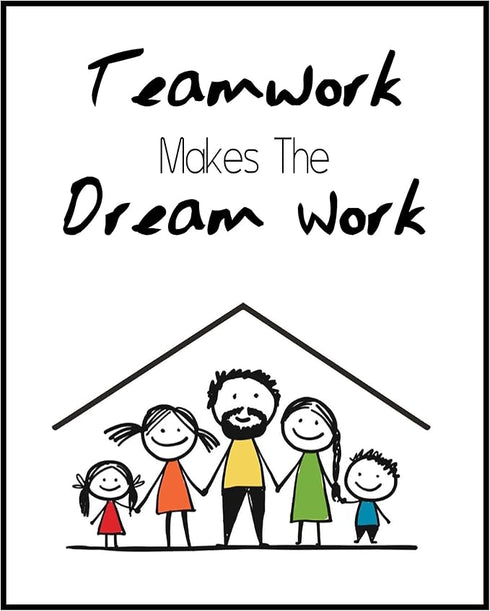 Posterizer 1 pcs-team work makes the dream work-motivational quote-Kids Room Art-Teachers & Classrooms-decor for nursery toddlers kids room- UNFRA...